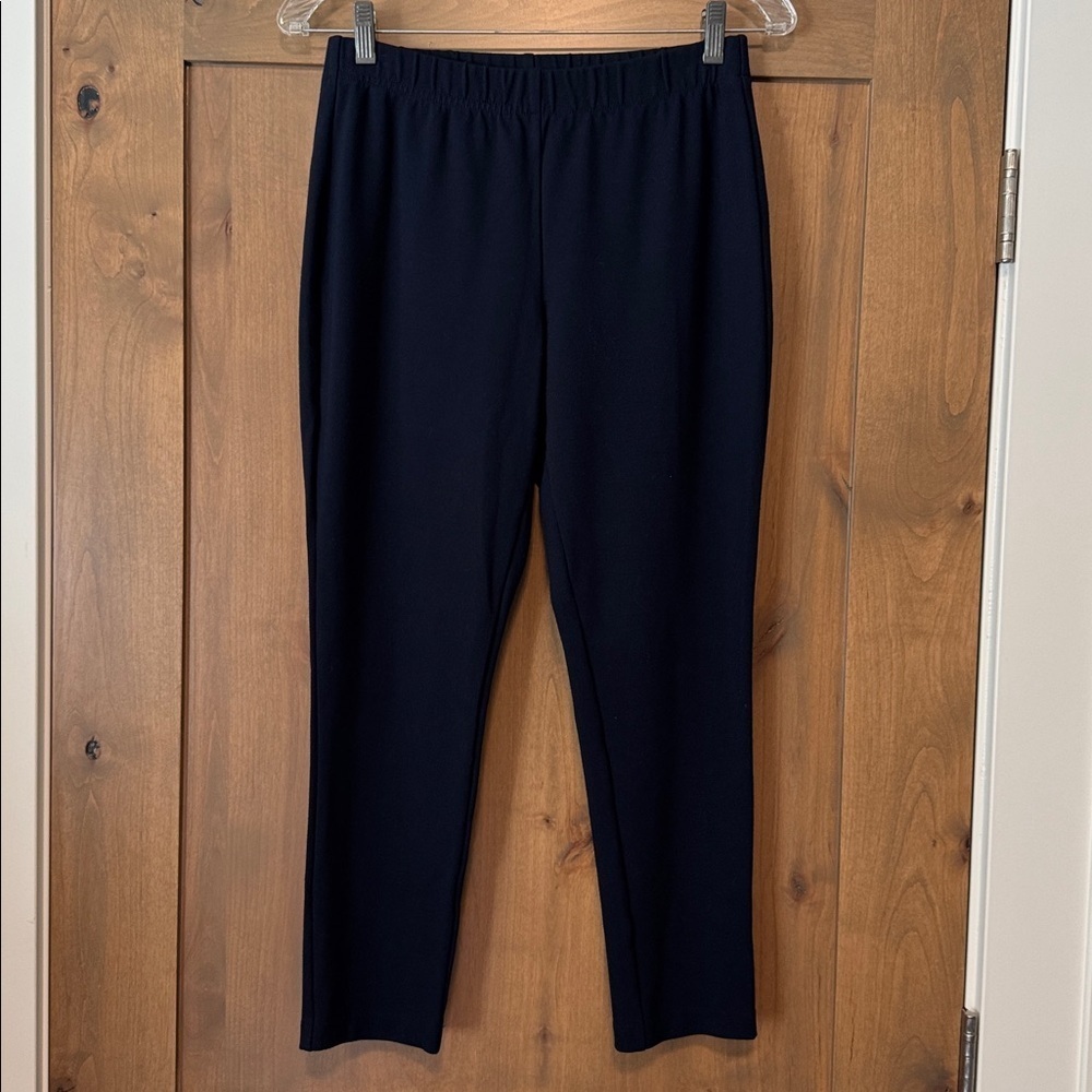 St. John Caviar Navy Pull On Skinny Pants Womens S Warm Old money Quiet Luxury